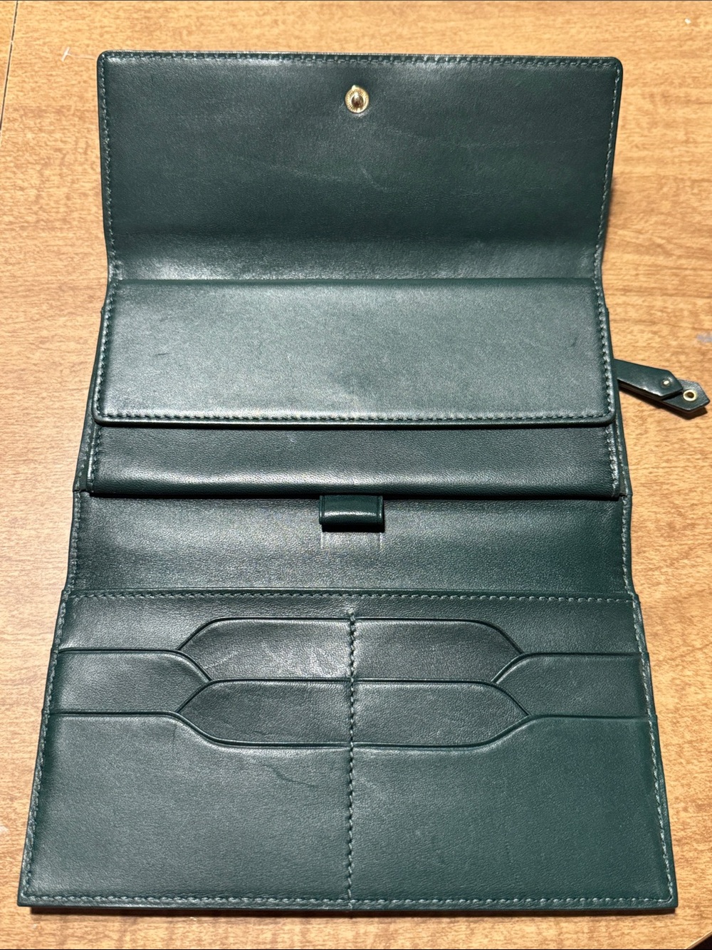 A Cole Haan Dark Teal Leather Wallet with Suede Accent - Picture 3 of 8